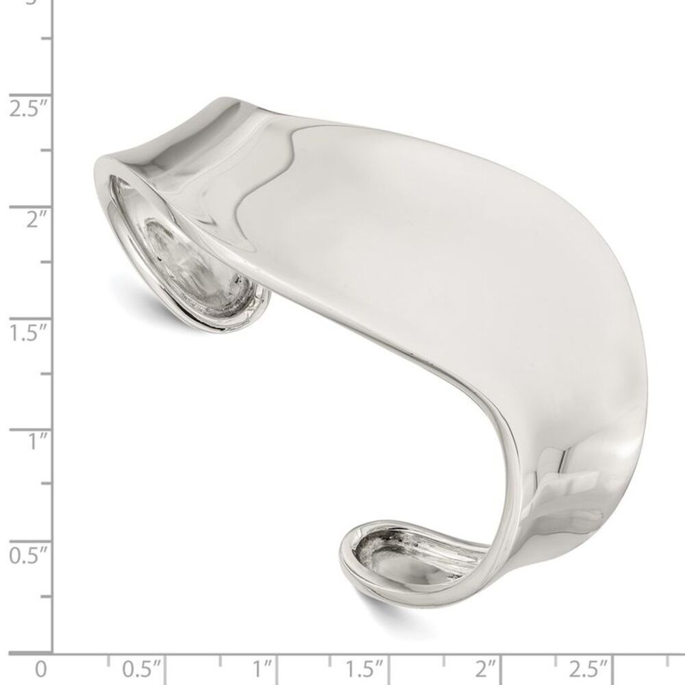 Kazi Luxury Sterling Silver Wave Cuff Bangle - image 3